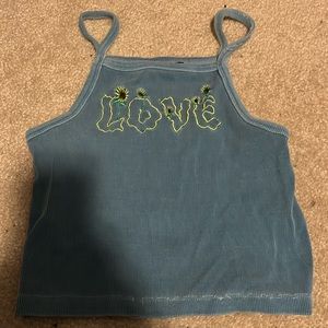 forever 21 blue “LOVE” tank top. size S